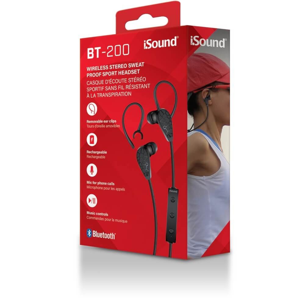 iSOUND DGHP-5606 BT-200 WIRELESS SPORT HEADSET, SWEAT PROOF, BLACK