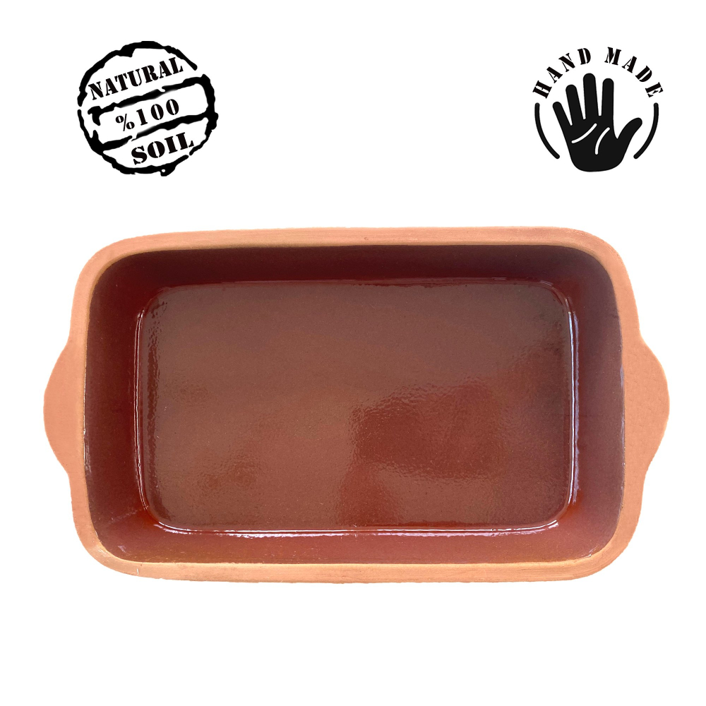 Elizi Clay Oven Tray 2 Piece Rectangular - Glazed 4.5x24.5cm, CLAY-EL315