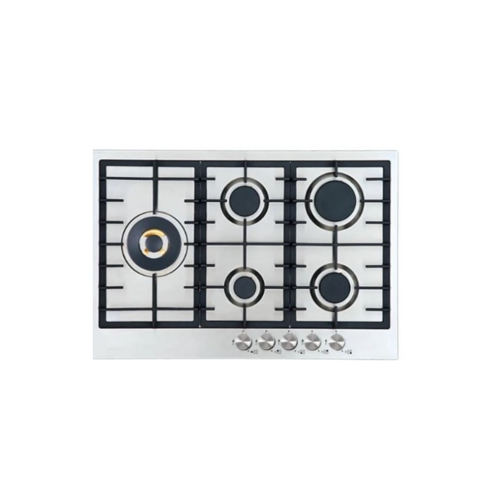 France Built-In Hob 75cm, 5 Burners Cast Iron Ignition Safety, FRN-PN75GVF5BL