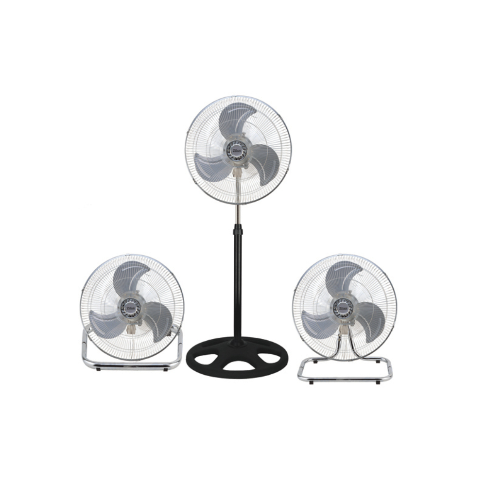 Zilan 3 In 1 Stand Fan 18-Inc Stand/Floor/Desk, 3 Speeds, Metal Blade, 55W, ZLN3840