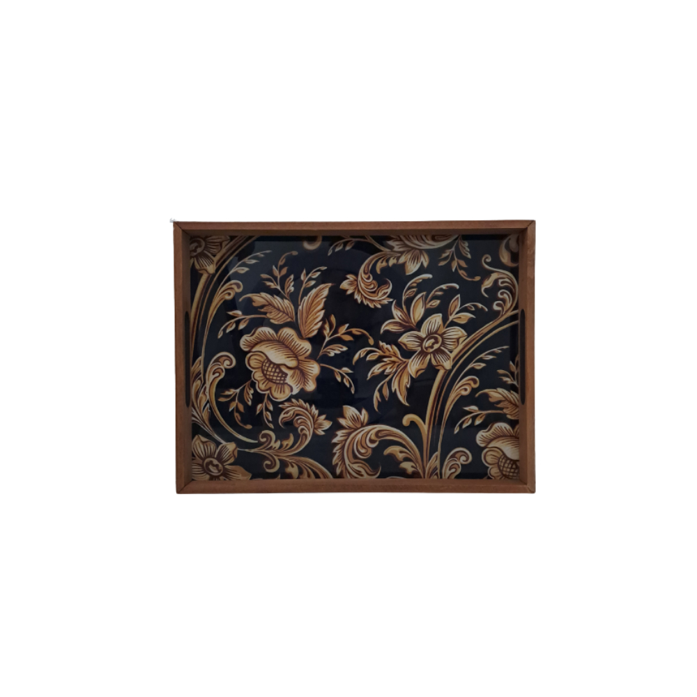 KC Karaca Tray Wood (Gold Flowers), TUR-4248GOLDFLOWERS