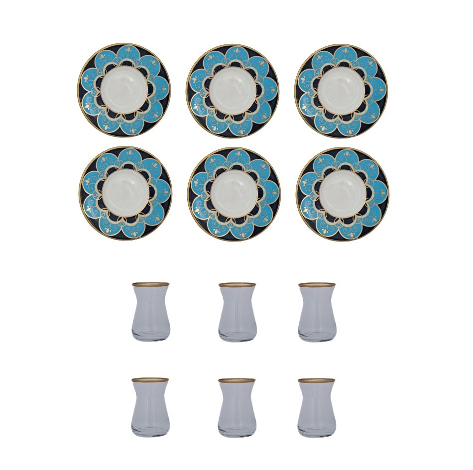 Pasha Home Tea Cup Set Of 6 Blue, TUR-PSH0080