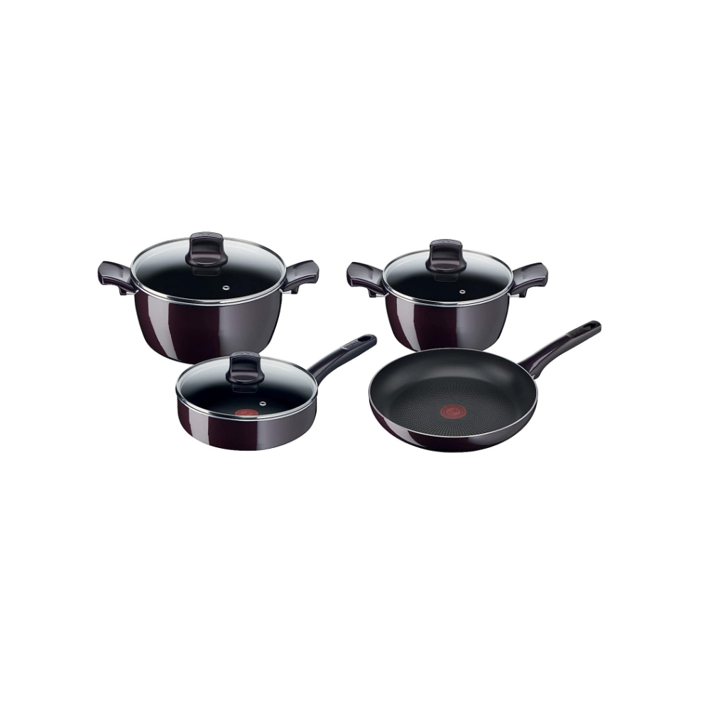 Tefal New G6 Resist Intense - 7Pcs Set: Frypan 28cm, Stewpot 22cm/26cm W/Glass LID, Sautepan 24cm + Glass LID's, TEF-D5229283