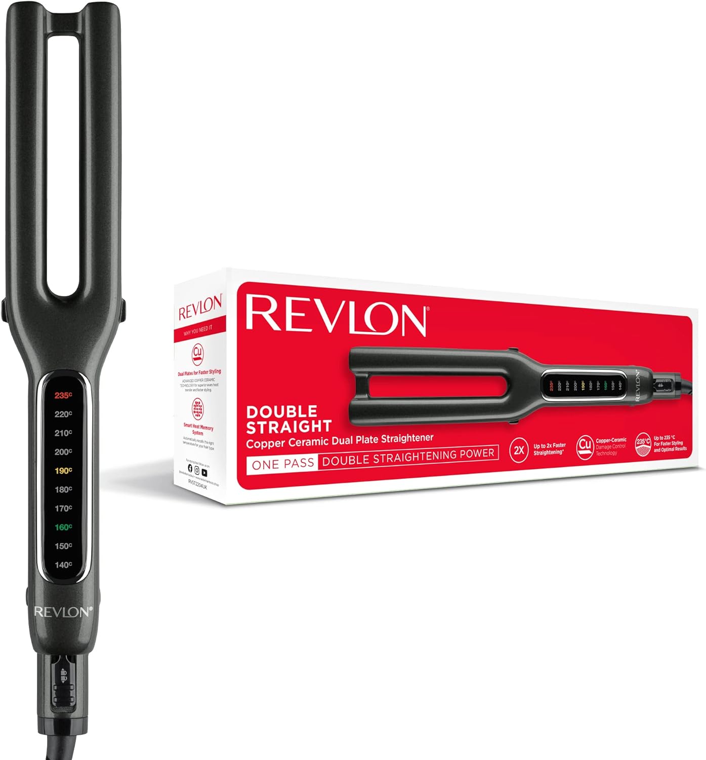 KZ Revlon Double Straight, 2 Passes In 1, Dual Plate Design, RVST2204E