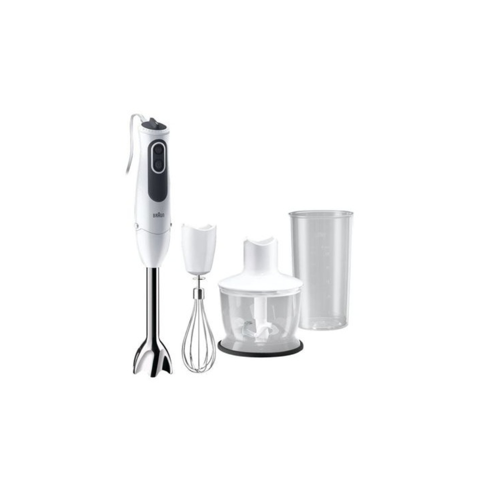 Braun Hand Blender 750W, 11 Vario Speeds Wheel, Chopper (350 Ml), 1.25 Jug Blender/Chopper, Whisk, 600ML BPA FREE, BRA-MQ3145WH