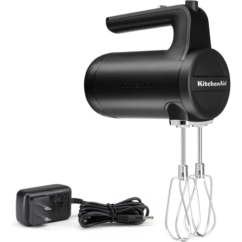 Kitchen Aid Cordless Hand Mixer 7 Speeds, 1100RPM, 12V Black, AID-KHMB732