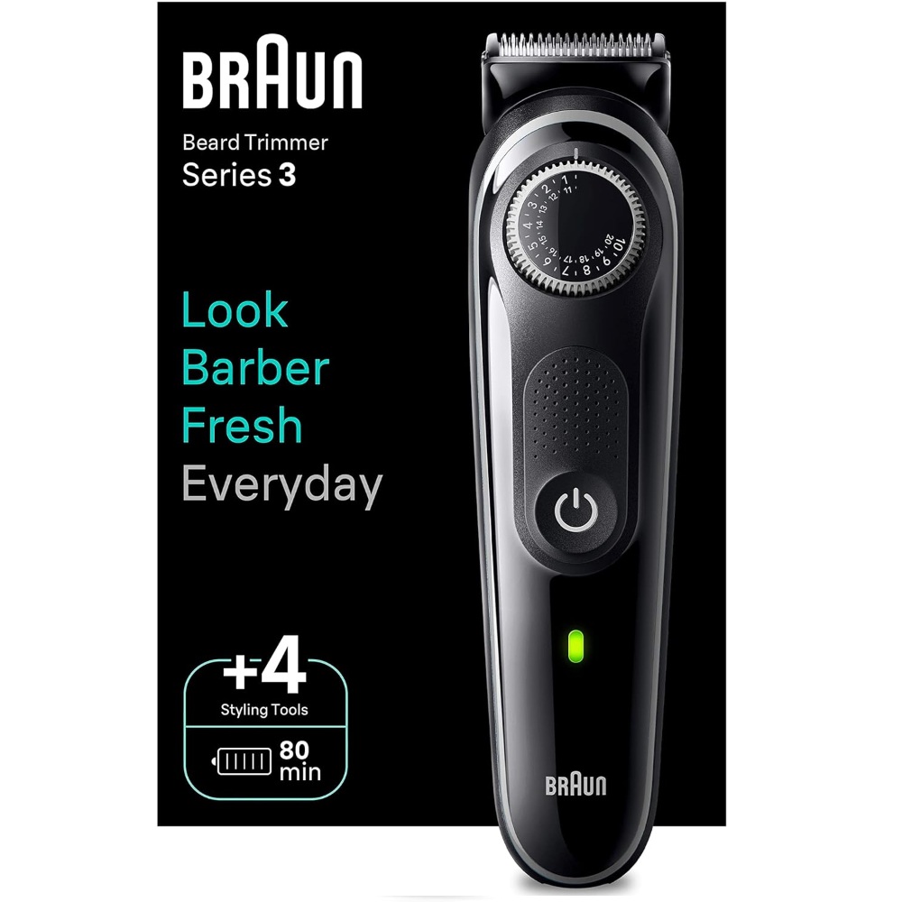 Braun Beard Trimmer Series 3 Men Trimmer With Ultra Sharp Blade, 40 Length Settings, Rechargeable With 80min Wireless Running Time, BRA-BT3440
