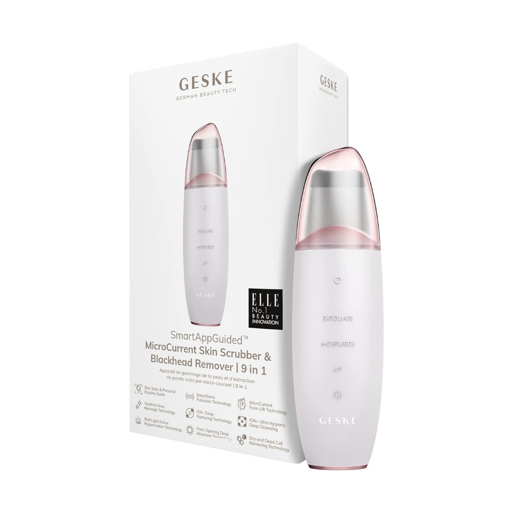 Geske Microcurrent & Microdermabrasion, Microcurrent Skin Scubber & Blackhead Remover 9 In 1 (Silver), GSK-00044SL01