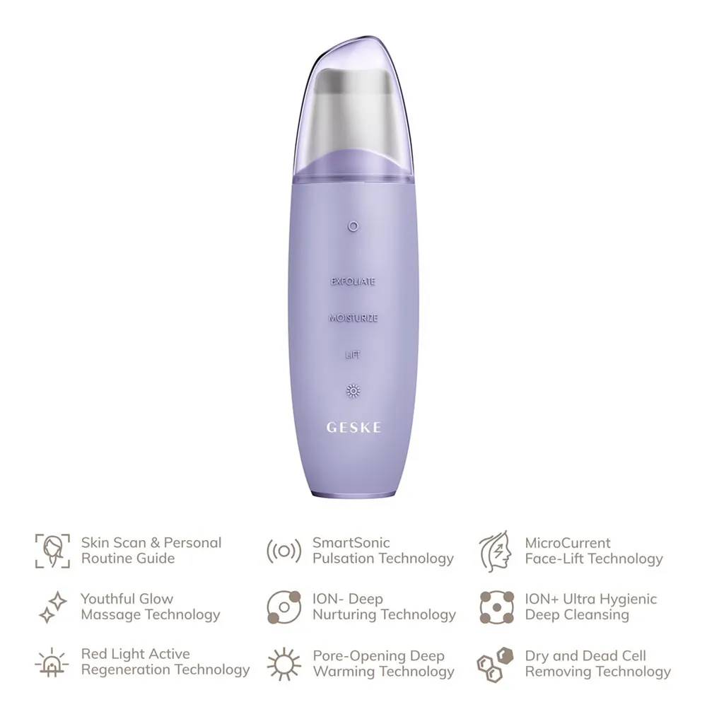 Geske Microcurrent & Microdermabrasion, Microcurrent Skin Scubber & Blackhead Remover 9 In 1 (Purple), GSK-00044PL01