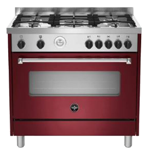 La Germania Cooker, Cast Iron Grids, 5 Burners, Full Safety, Burgundy, AMS95C81CBVI