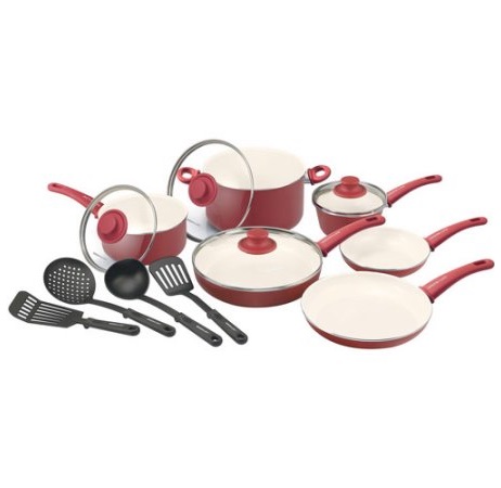 Green Pan Life Soft Grip Cookware Set, 14 Pieces, CW000443