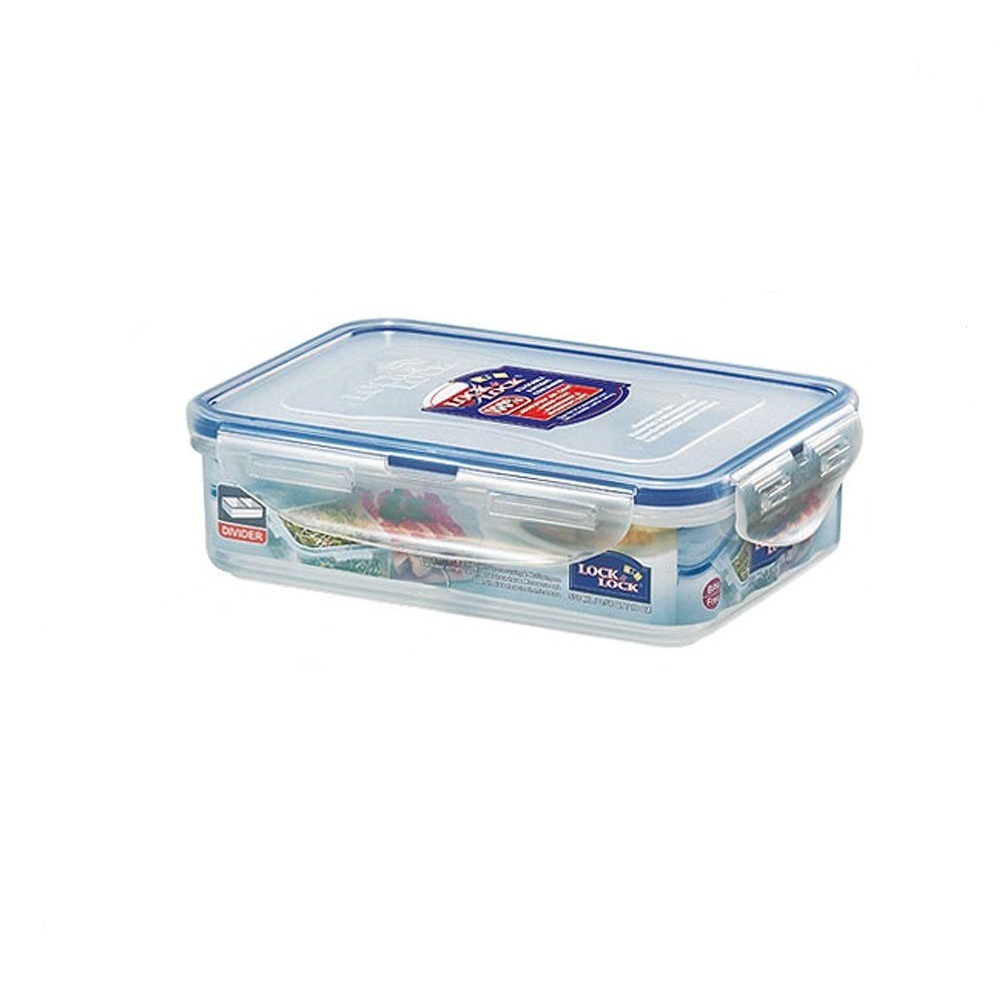 Lock and Lock Classic Rectangular Plastic Food Container with Divider 0.55 L / 0.58 QT / 19 Oz, HC815C