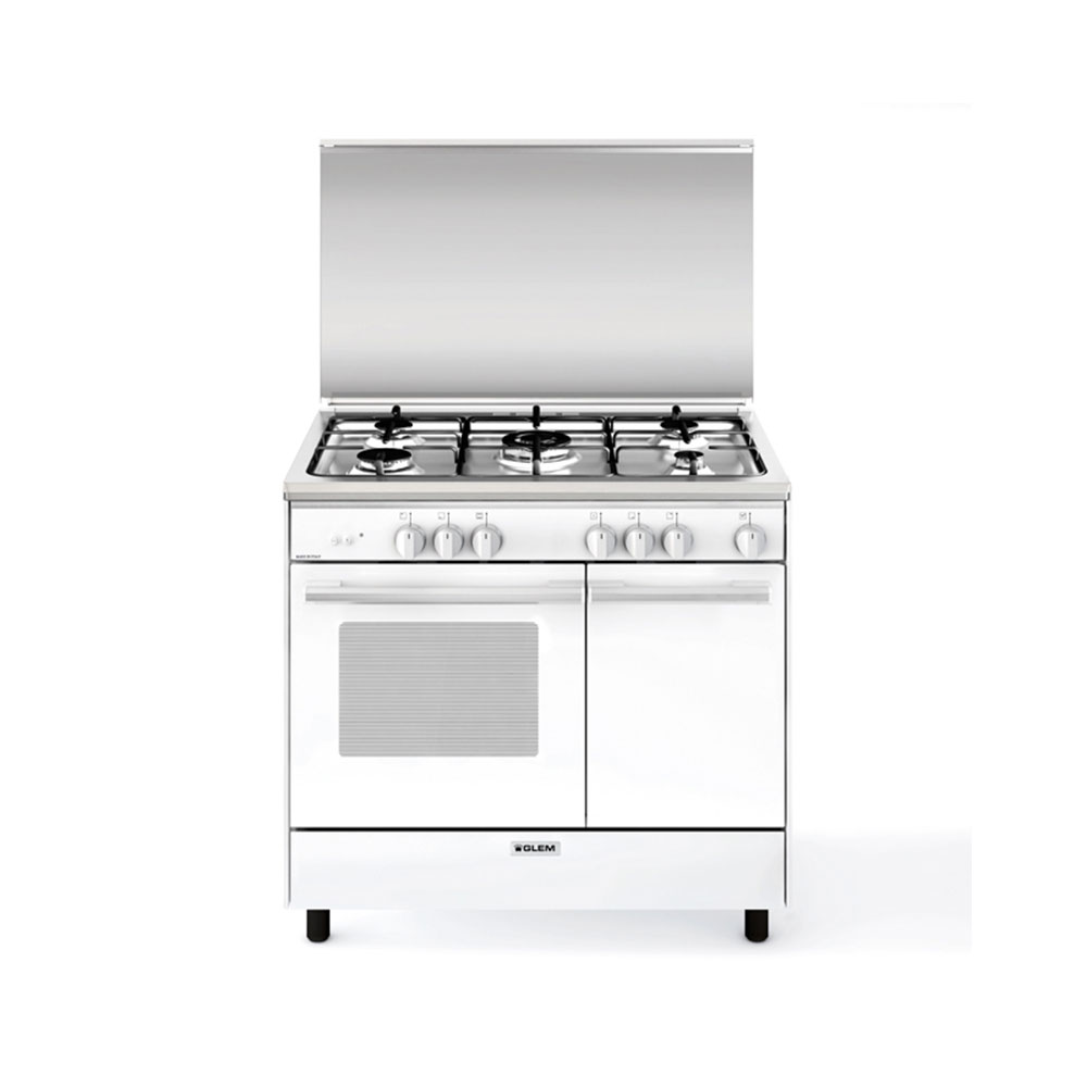 Glem Gas Oven With Gas Grill, 5 Burners, White, PU9612GX