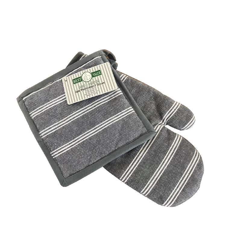 Oven Mitt & Pot Holder | Grey/White, 1435GW