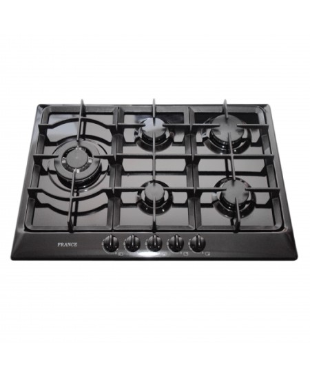 France Built In Gas Hob, 75 Cm, 1 Triple Ring Burner, 1 Rapid Burner, Black, PLUX75XBL