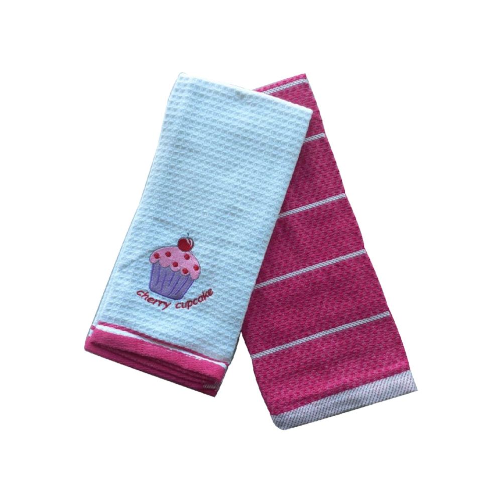 Windsor White/Pink Kitchen Towel, WIN-6517Cherry