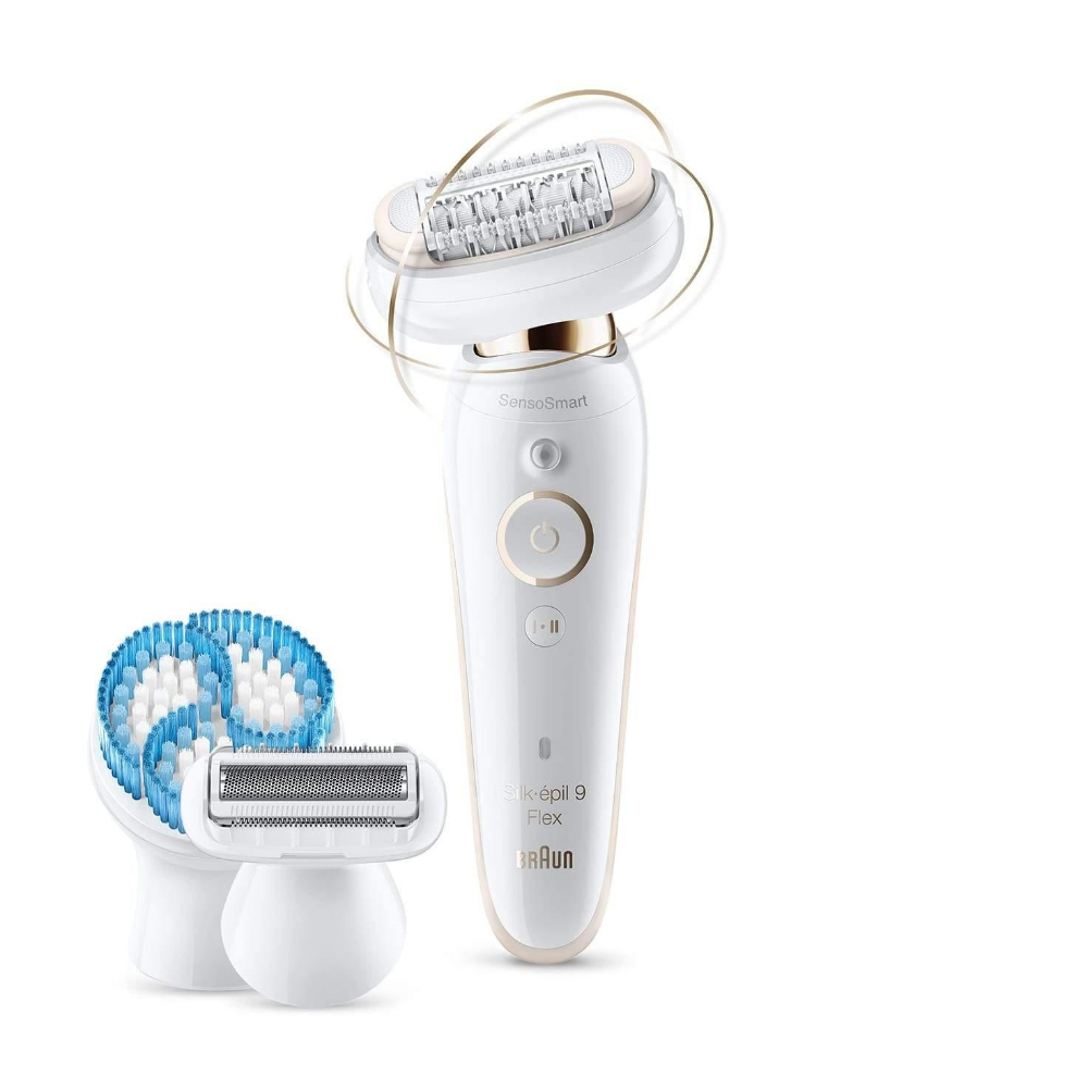 Braun Silk-Epil 9 Flex 9010 Wet & Dry Epilator With 6 Extras, Deep Body Exfoliation Brush, BRA-SES9010