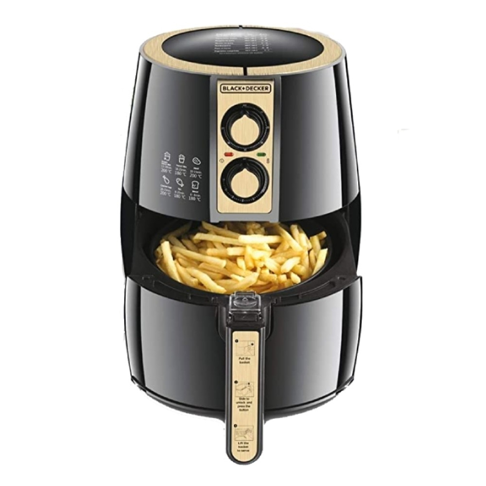 Black & Decker Aero Fryer 4Lt, 1500W Black And Gold, AF300-B5