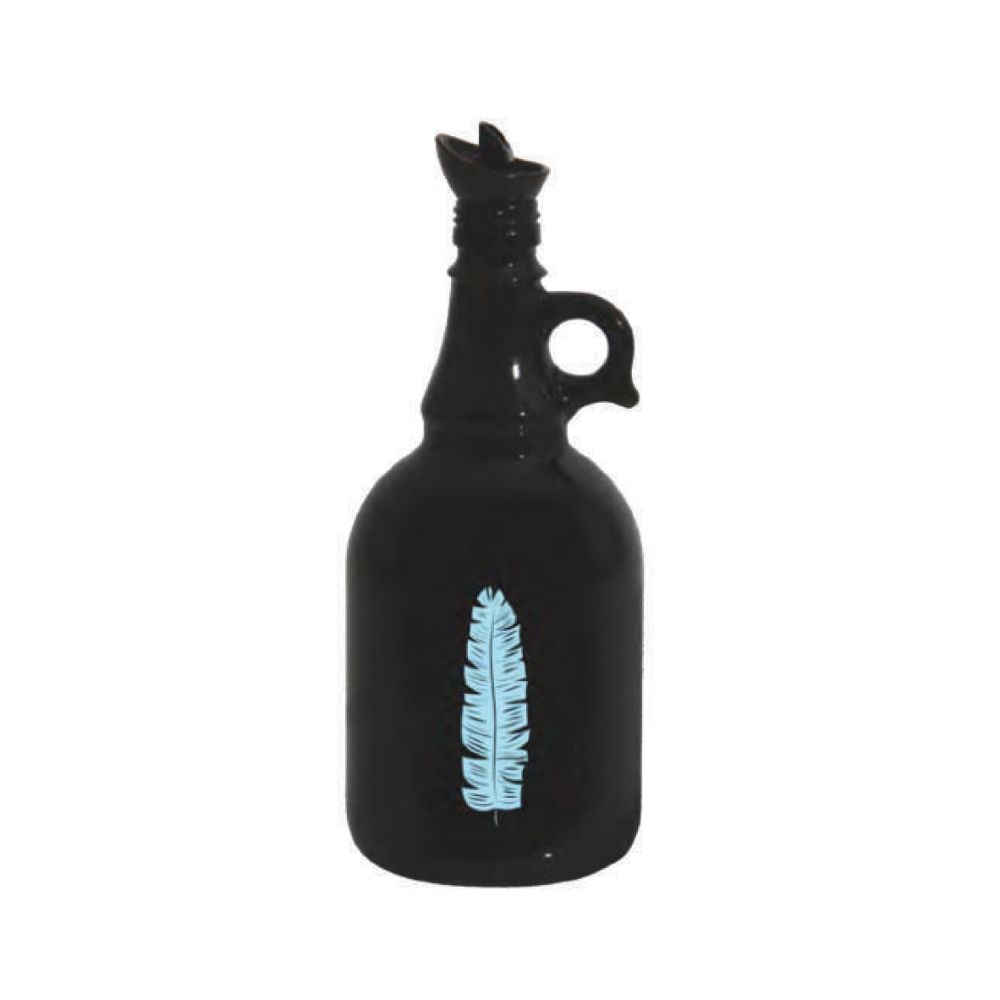 Herevin Oil Bottle Decorated Leaf Blue Oil Bottle 1LT, 151041-139BLUE