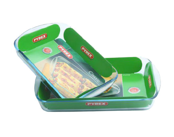 Pyrex Set 234B + 239B Set Include: 2 Rectangular Roaster 2.6 L, 3.7 L, 912S799